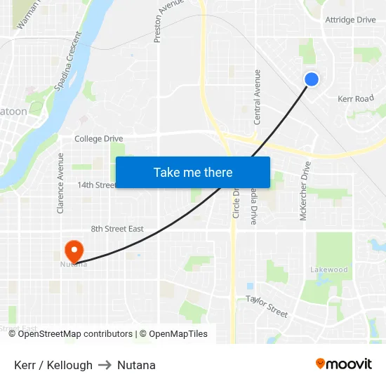 Kerr / Kellough to Nutana map