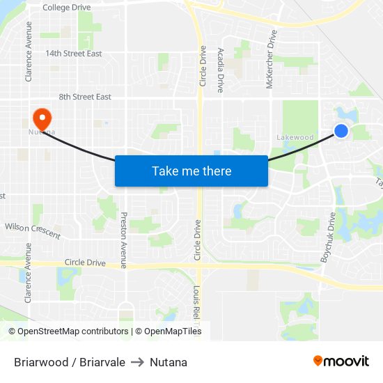 Briarwood / Briarvale to Nutana map