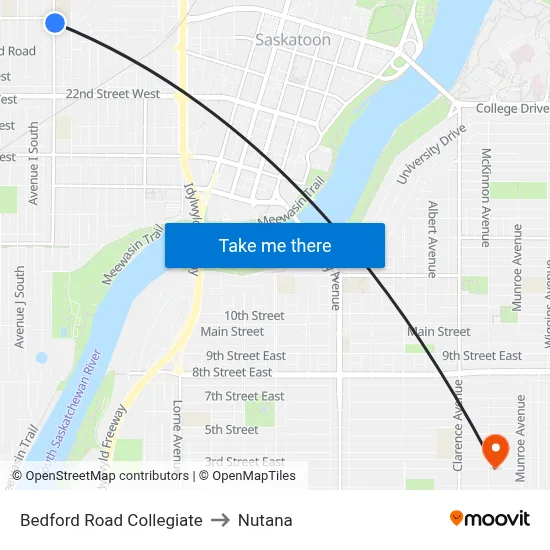 Bedford Road Collegiate to Nutana map