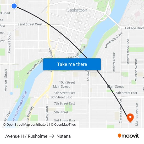 Avenue H / Rusholme to Nutana map