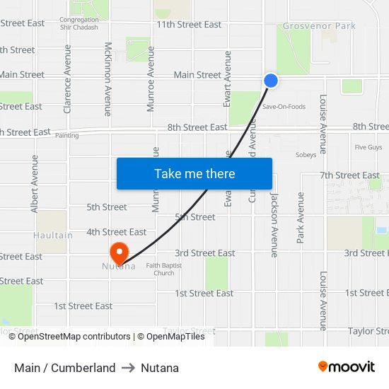 Main / Cumberland to Nutana map