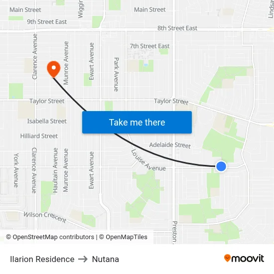 Ilarion Residence to Nutana map