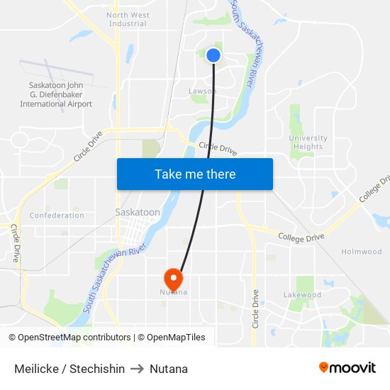 Meilicke / Stechishin to Nutana map