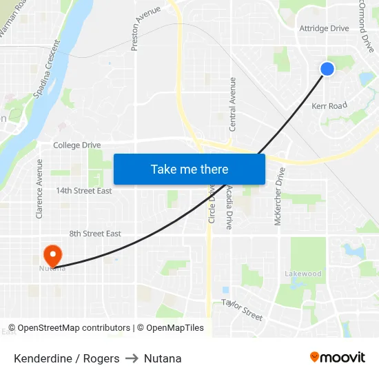 Kenderdine / Rogers to Nutana map