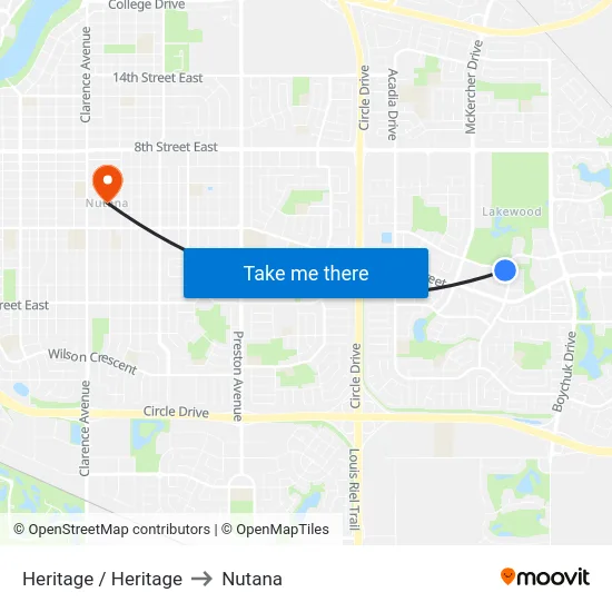 Heritage / Heritage to Nutana map