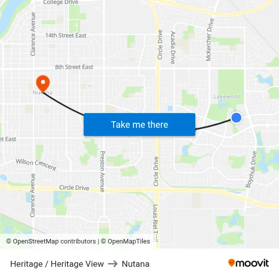 Heritage / Heritage View to Nutana map