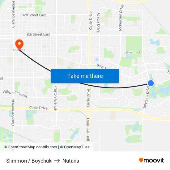 Slimmon / Boychuk to Nutana map