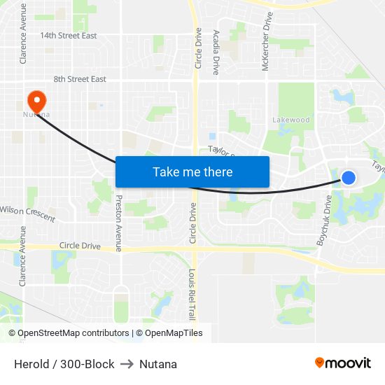 Herold / 300-Block to Nutana map