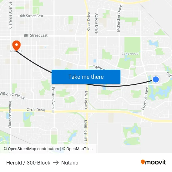 Herold / 300-Block to Nutana map
