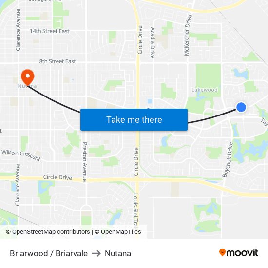 Briarwood / Briarvale to Nutana map