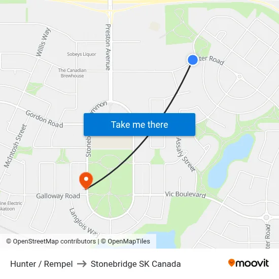 Hunter / Rempel to Stonebridge SK Canada map
