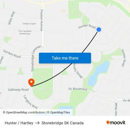 Hunter / Hartley to Stonebridge SK Canada map