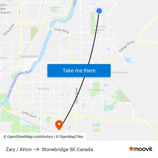 Zary / Atton to Stonebridge SK Canada map