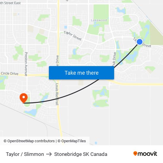 Taylor / Slimmon to Stonebridge SK Canada map