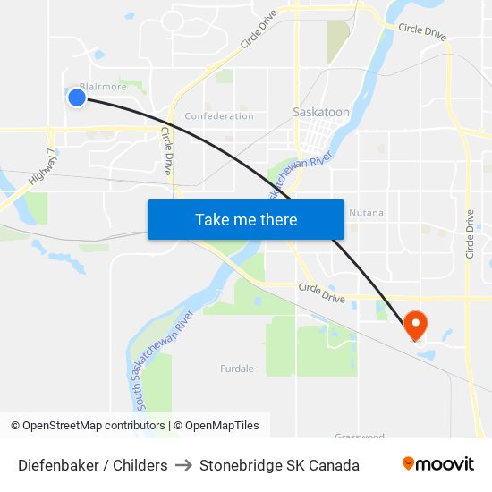 Diefenbaker / Childers to Stonebridge SK Canada map