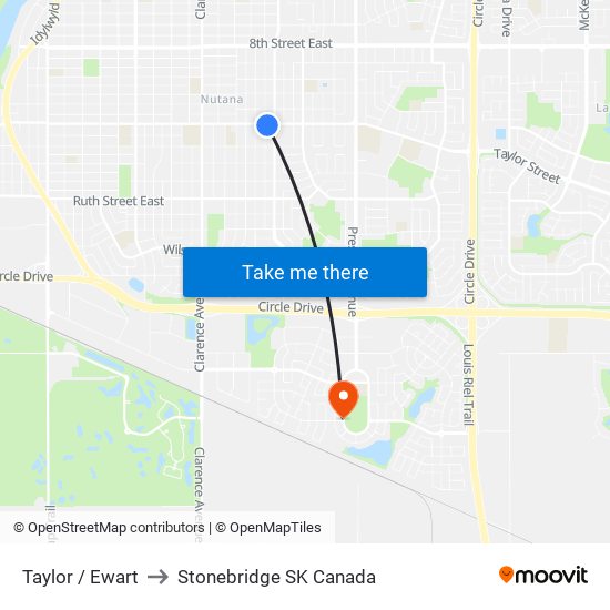 Taylor / Ewart to Stonebridge SK Canada map