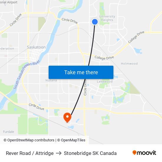 Rever Road / Attridge to Stonebridge SK Canada map