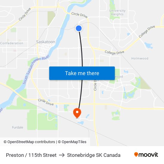 Preston / 115th Street to Stonebridge SK Canada map