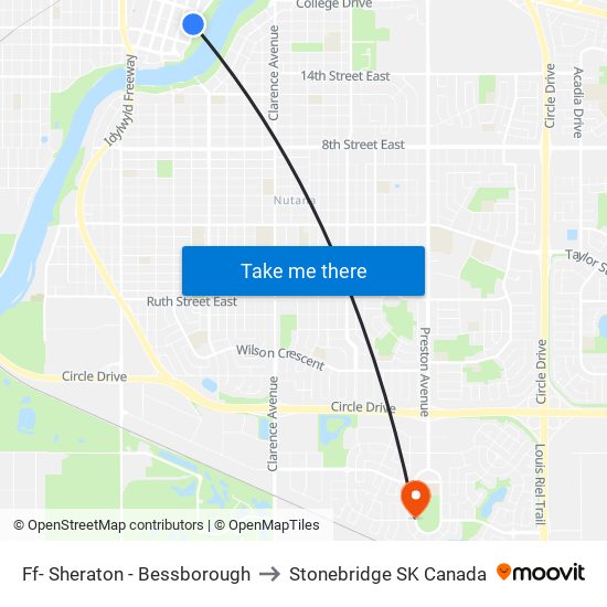 Ff- Sheraton - Bessborough to Stonebridge SK Canada map