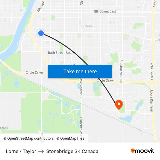 Lorne / Taylor to Stonebridge SK Canada map