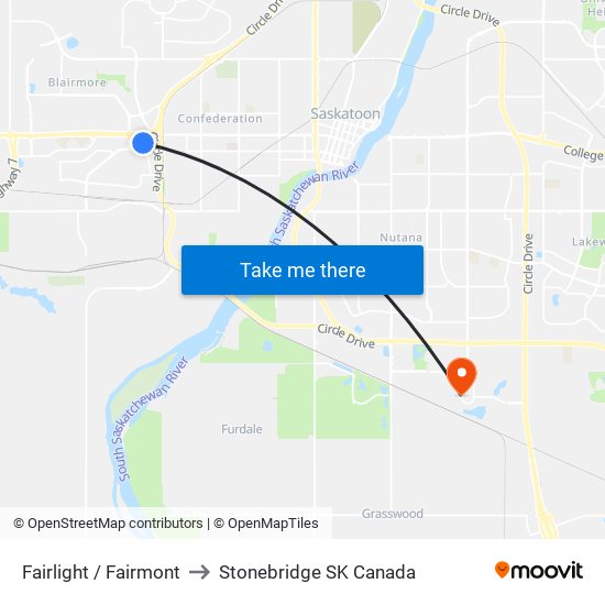 Fairlight / Fairmont to Stonebridge SK Canada map