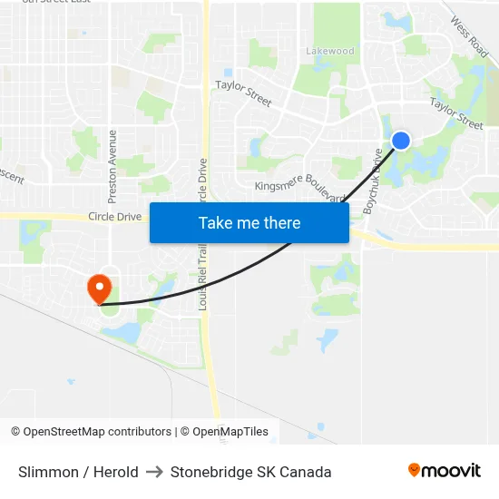 Slimmon / Herold to Stonebridge SK Canada map