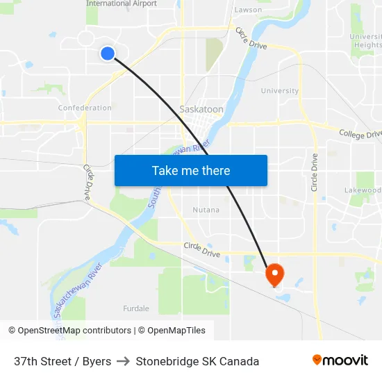 37th Street / Byers to Stonebridge SK Canada map