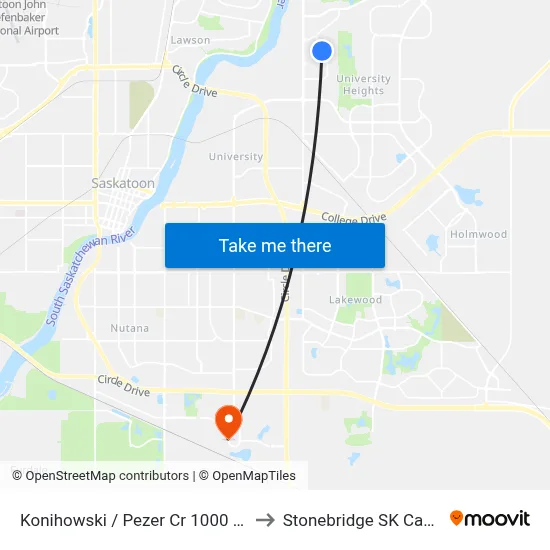 Konihowski / Pezer Cr 1000 Block to Stonebridge SK Canada map