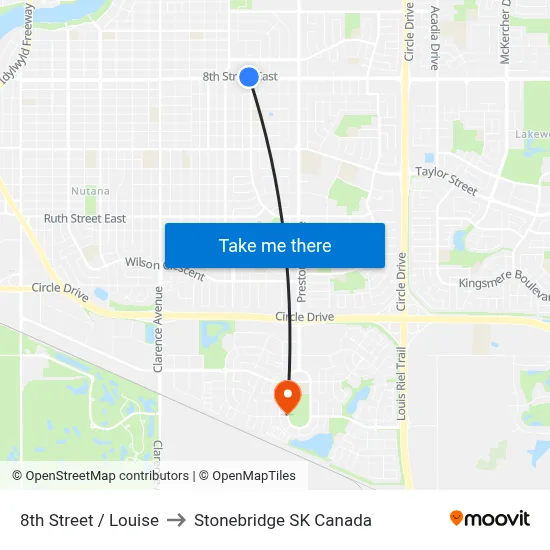 8th Street / Louise to Stonebridge SK Canada map