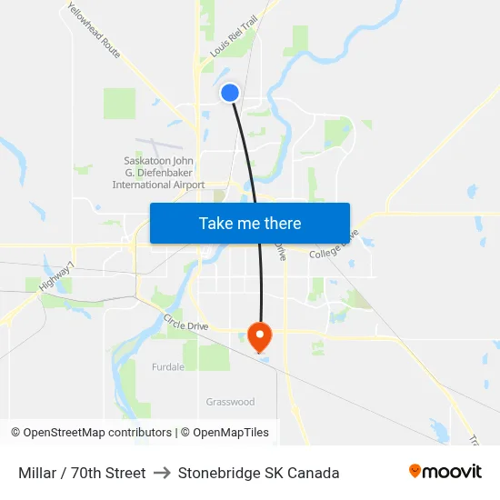 Millar / 70th Street to Stonebridge SK Canada map