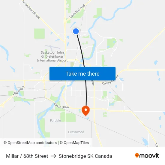 Millar / 68th Street to Stonebridge SK Canada map