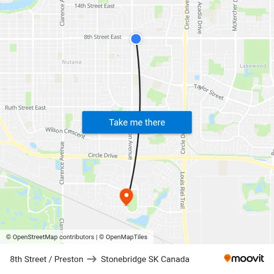 8th Street / Preston to Stonebridge SK Canada map