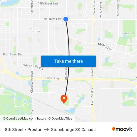 8th Street / Preston to Stonebridge SK Canada map