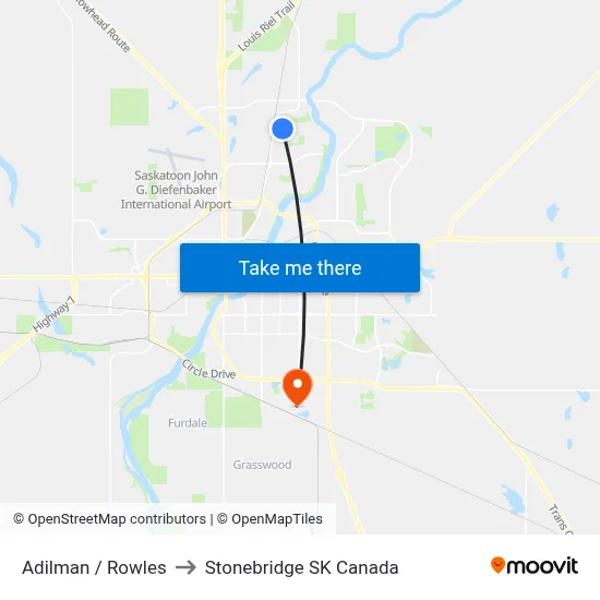 Adilman / Rowles to Stonebridge SK Canada map
