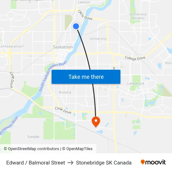 Edward / Balmoral Street to Stonebridge SK Canada map