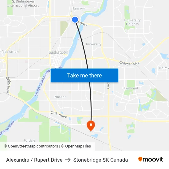 Alexandra / Rupert Drive to Stonebridge SK Canada map