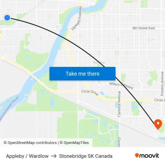 Appleby / Wardlow to Stonebridge SK Canada map