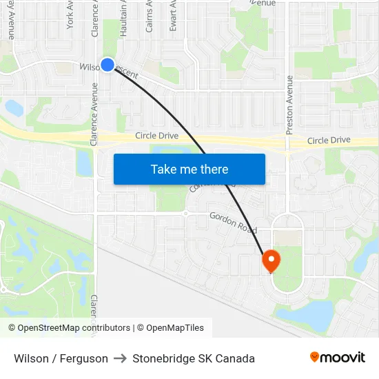Wilson / Ferguson to Stonebridge SK Canada map