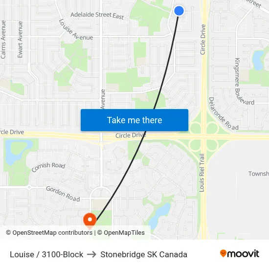 Louise / 3100-Block to Stonebridge SK Canada map