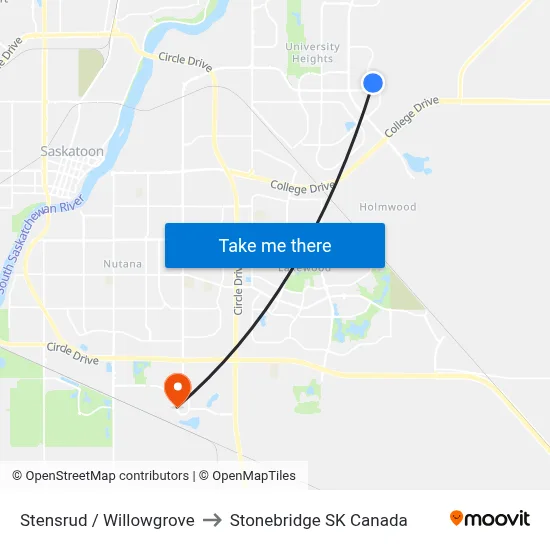 Stensrud / Willowgrove to Stonebridge SK Canada map