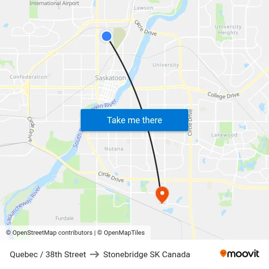 Quebec / 38th Street to Stonebridge SK Canada map