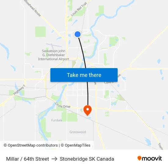 Millar / 64th Street to Stonebridge SK Canada map