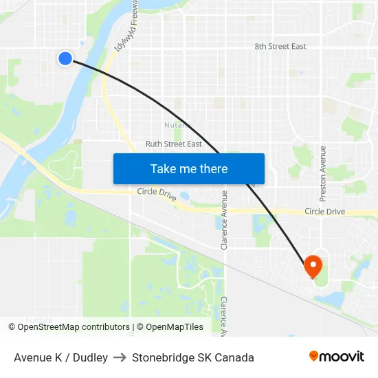 Avenue K / Dudley to Stonebridge SK Canada map