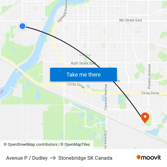 Avenue P / Dudley to Stonebridge SK Canada map
