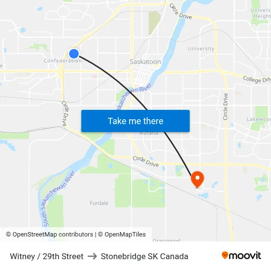 Witney / 29th Street to Stonebridge SK Canada map