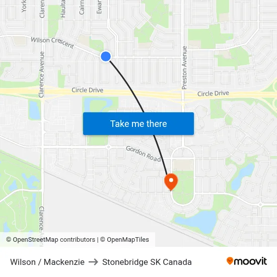 Wilson / Mackenzie to Stonebridge SK Canada map