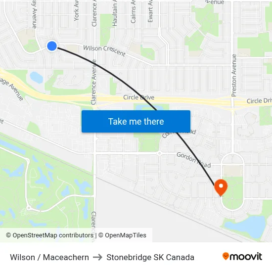 Wilson / Maceachern to Stonebridge SK Canada map