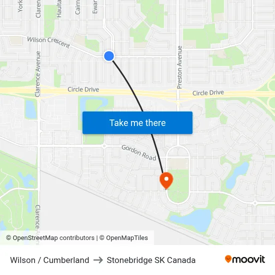 Wilson / Cumberland to Stonebridge SK Canada map