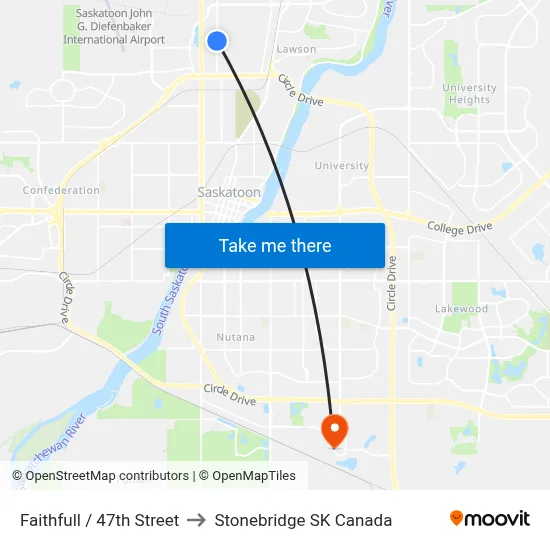 Faithfull / 47th Street to Stonebridge SK Canada map