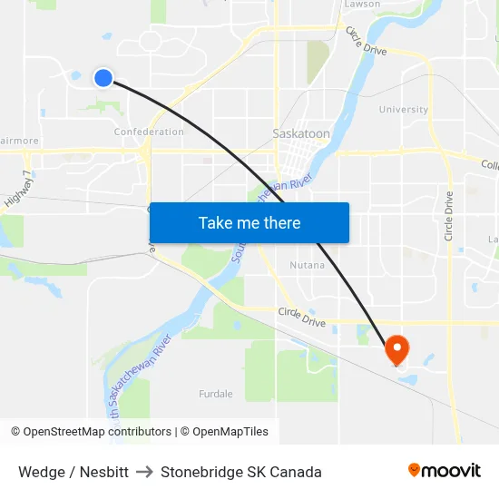 Wedge / Nesbitt to Stonebridge SK Canada map